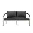 Pemberly Row 57 Inch Outdoor Sofa with Rope Back in Gray and Silver