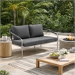 Pemberly Row 57 Inch Outdoor Sofa with Rope Back in Gray and Silver