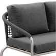 Pemberly Row 57 Inch Outdoor Sofa with Rope Back in Gray and Silver