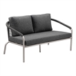 Pemberly Row 57 Inch Outdoor Sofa with Rope Back in Gray and Silver