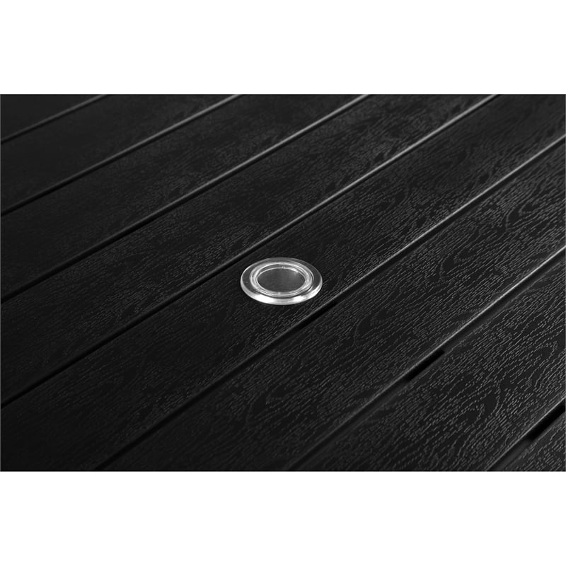 Pemberly Row 71 Inch Outdoor Dining Table with Polyresin Top in Black