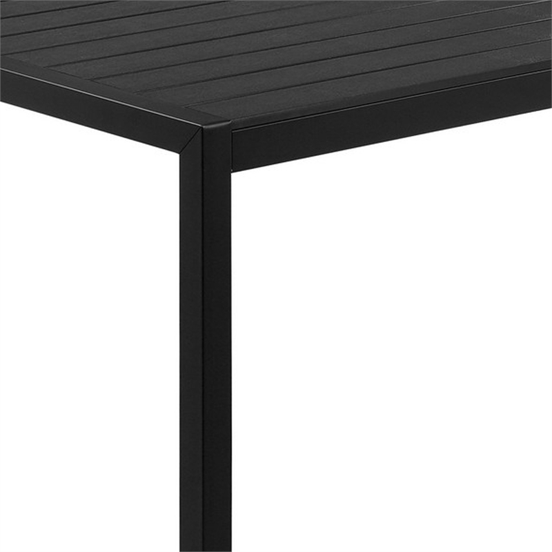 Pemberly Row 71 Inch Outdoor Dining Table with Polyresin Top in Black