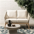 Pemberly Row 51 Inch Patio Sofa with Woven Rope Back in Rich Brown Acacia