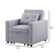 Pemberly Row 34 Inch Convertible Sleeper Armchair with Side Pocket in Light Gray
