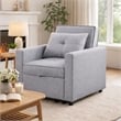 Pemberly Row 34 Inch Convertible Sleeper Armchair with Side Pocket in Light Gray