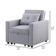 Pemberly Row 34 Inch Convertible Sleeper Armchair with Side Pocket in Light Gray