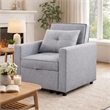 Pemberly Row 34 Inch Convertible Sleeper Armchair with Side Pocket in Light Gray