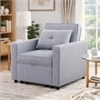 Pemberly Row 34 Inch Convertible Sleeper Armchair with Side Pocket in Light Gray