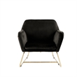 Pemberly Row 30 Inch Modern Accent Chair with Gold Metal Frame in Black Velvet