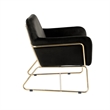 Pemberly Row 30 Inch Modern Accent Chair with Gold Metal Frame in Black Velvet