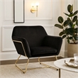 Pemberly Row 30 Inch Modern Accent Chair with Gold Metal Frame in Black Velvet