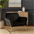 Pemberly Row 30 Inch Modern Accent Chair with Gold Metal Frame in Black Velvet