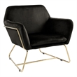 Pemberly Row 30 Inch Modern Accent Chair with Gold Metal Frame in Black Velvet