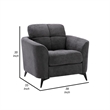 Pemberly Row 39 Inch Modern Armchair with Tufted Cushions in Dark Gray Velvet