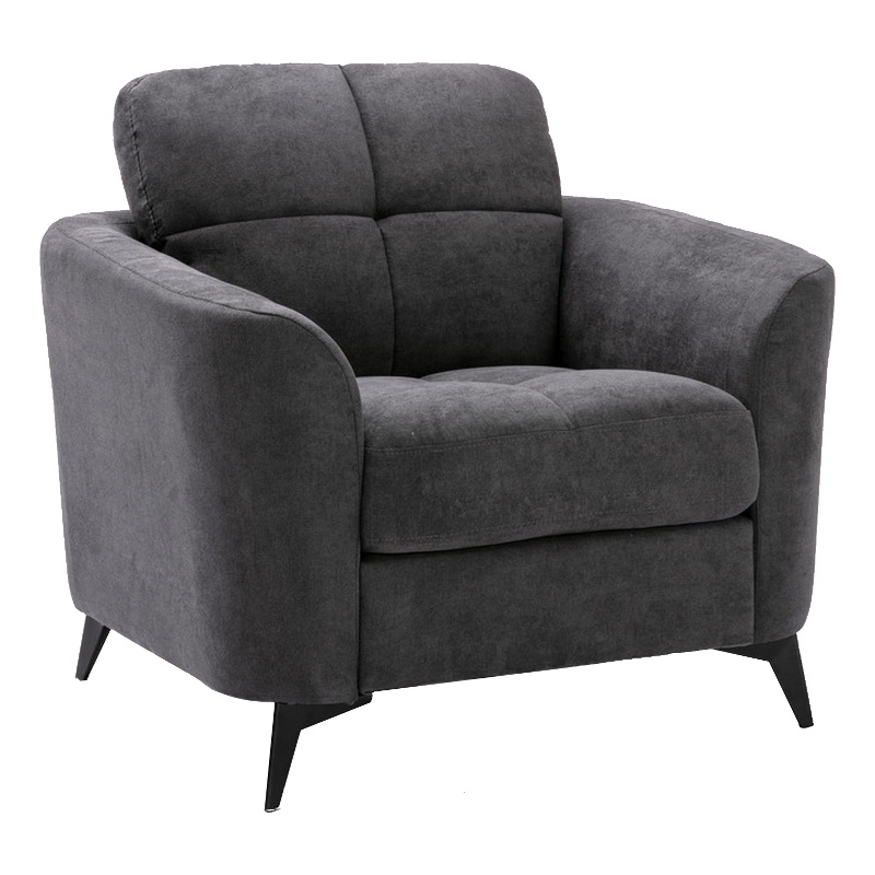Pemberly Row 39 Inch Modern Armchair with Tufted Cushions in Dark Gray Velvet