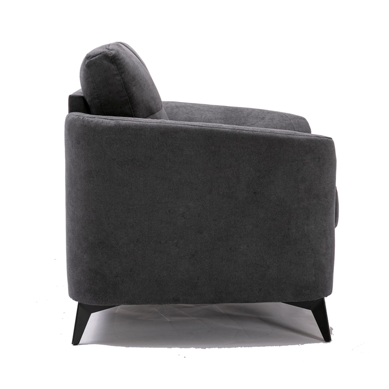 Pemberly Row 39 Inch Modern Armchair with Tufted Cushions in Dark Gray Velvet