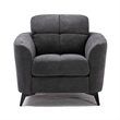 Pemberly Row 39 Inch Modern Armchair with Tufted Cushions in Dark Gray Velvet