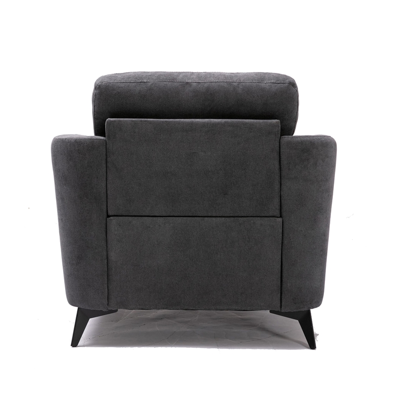Pemberly Row 39 Inch Modern Armchair with Tufted Cushions in Dark Gray Velvet
