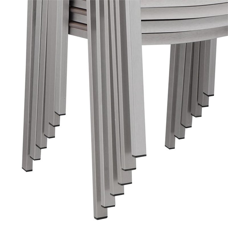 Pemberly Row 7 Piece Outdoor Dining Set with Textilene Fabric Seats in Gray