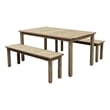 Pemberly Row 3 Piece Acacia Wood Dining Set with Benches in Natural Brown