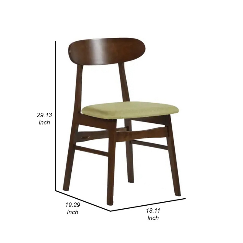 Pemberly Row Set of 2 Rubberwood Dining Chairs with Green Padded Seats