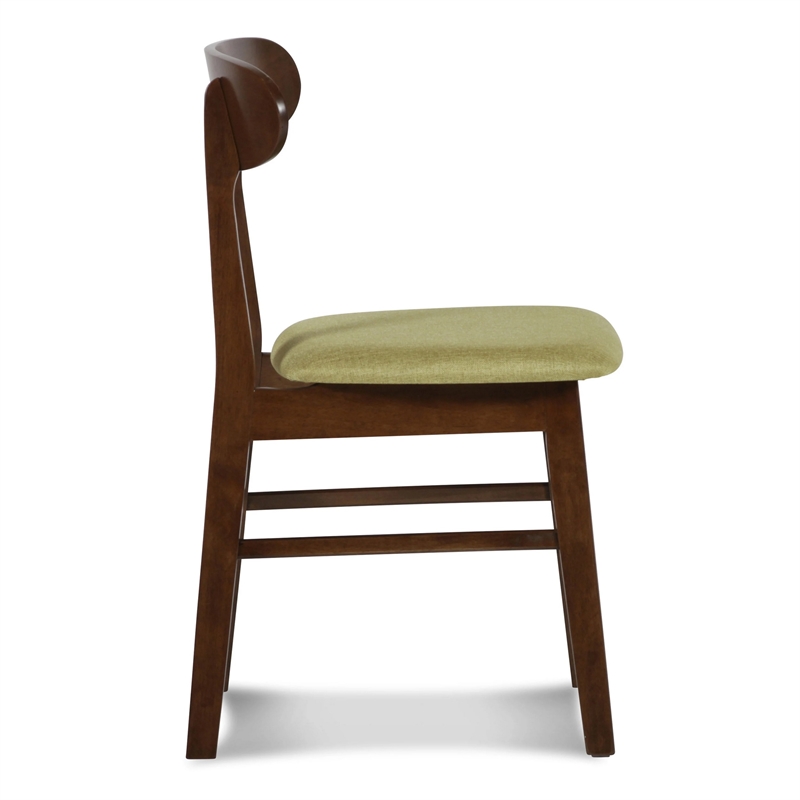Pemberly Row Set of 2 Rubberwood Dining Chairs with Green Padded Seats
