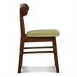 Pemberly Row Set of 2 Rubberwood Dining Chairs with Green Padded Seats