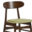 Pemberly Row Set of 2 Rubberwood Dining Chairs with Green Padded Seats