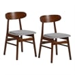 Pemberly Row Set of 2 Rubberwood Dining Chairs with Light Gray Padded Seats