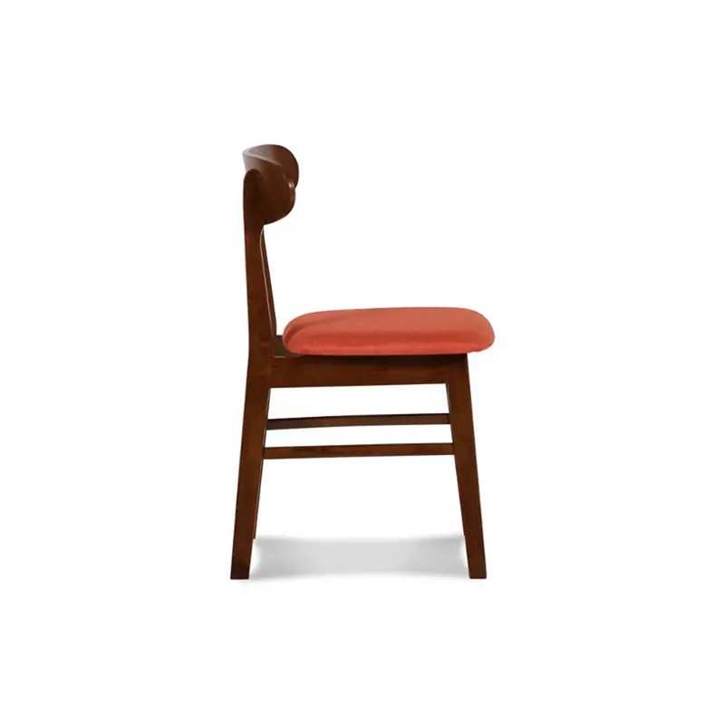 Pemberly Row Set of 2 Rubberwood Dining Chairs with Orange Padded Seats