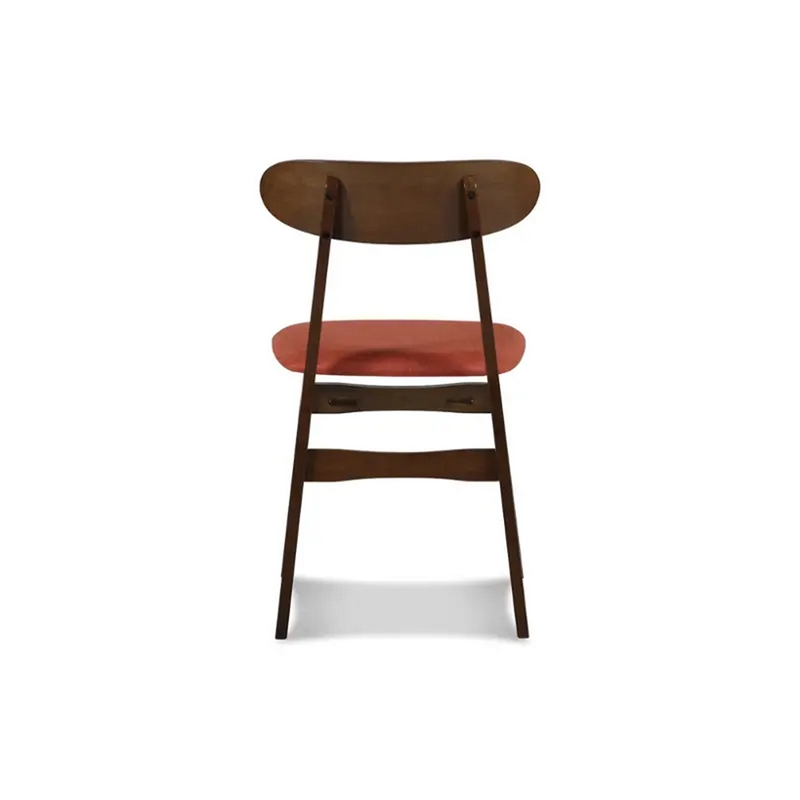 Pemberly Row Set of 2 Rubberwood Dining Chairs with Orange Padded Seats