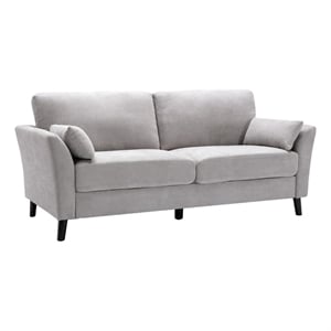 Pemberly Row 77&quot Sofa with Pocket Coil Springs and Pillows in Light Gray Velvet