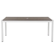 Pemberly Row 71 Inch Outdoor Dining Table with Umbrella Hole in Gray and White