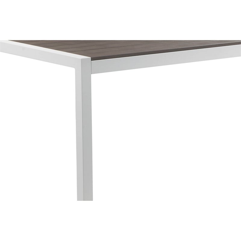 Pemberly Row 71 Inch Outdoor Dining Table with Umbrella Hole in Gray and White