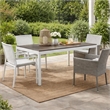 Pemberly Row 71 Inch Outdoor Dining Table with Umbrella Hole in Gray and White