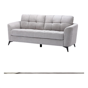 Pemberly Row 79 Inch Modern Sofa with Tufted Cushions in Light Gray Linen