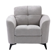 Pemberly Row 39 Inch Modern Armchair with Tufted Cushions in Light Gray Velvet