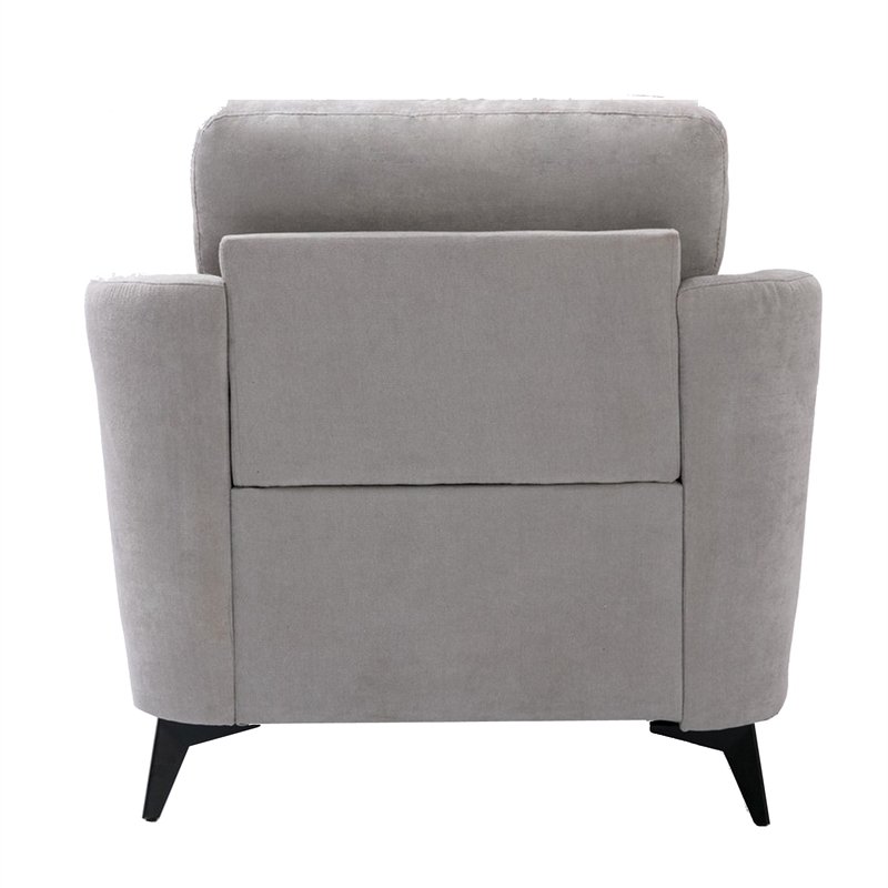 Pemberly Row 39 Inch Modern Armchair with Tufted Cushions in Light Gray Velvet