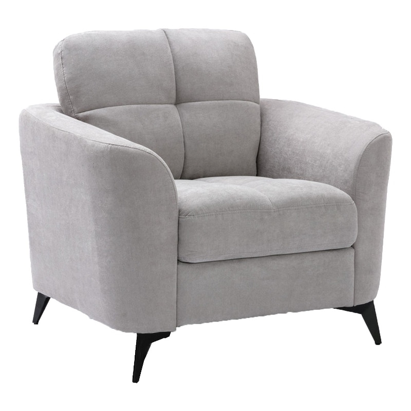 Pemberly Row 39 Inch Modern Armchair with Tufted Cushions in Light Gray Velvet