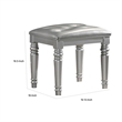 Pemberly Row 20 Inch Vanity Stool with Tufted Faux Leather Seat in Silver