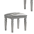 Pemberly Row 20 Inch Vanity Stool with Tufted Faux Leather Seat in Silver