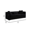 Pemberly Row 73 Inch Nailhead Trim Sofa with Pocket Coil Springs in Black Velvet