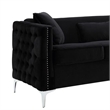 Pemberly Row 73 Inch Nailhead Trim Sofa with Pocket Coil Springs in Black Velvet