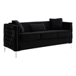 Pemberly Row 73 Inch Nailhead Trim Sofa with Pocket Coil Springs in Black Velvet