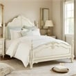 Pemberly Row Full Bed with Floral Motif Carvings & Turned Legs in Antique White