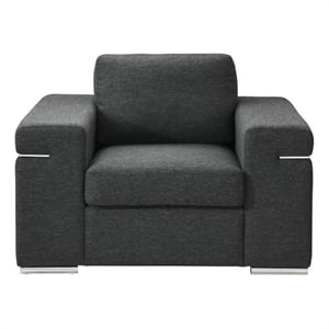 Pemberly Row 45&quot Armchair with Pocket Coil Springs and Steel Legs in Black Linen