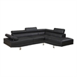Pemberly Row 2 Pc Sectional Sofa with Chaise and Adjustable Headrests in Black