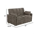 Pemberly Row 59 Inch Sleeper Sofa Futon with Grid Tufting and Pillows in Brown
