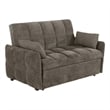 Pemberly Row 59 Inch Sleeper Sofa Futon with Grid Tufting and Pillows in Brown