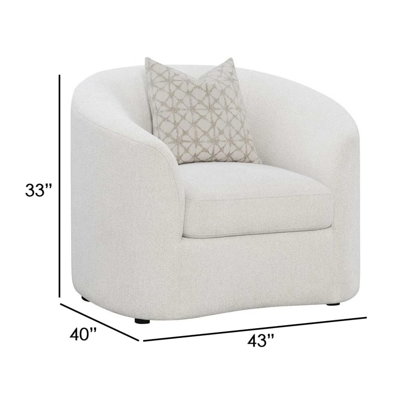 Pemberly Row 43 Inch Accent Chair with Curved Backrest and Sloped Arms in Gray